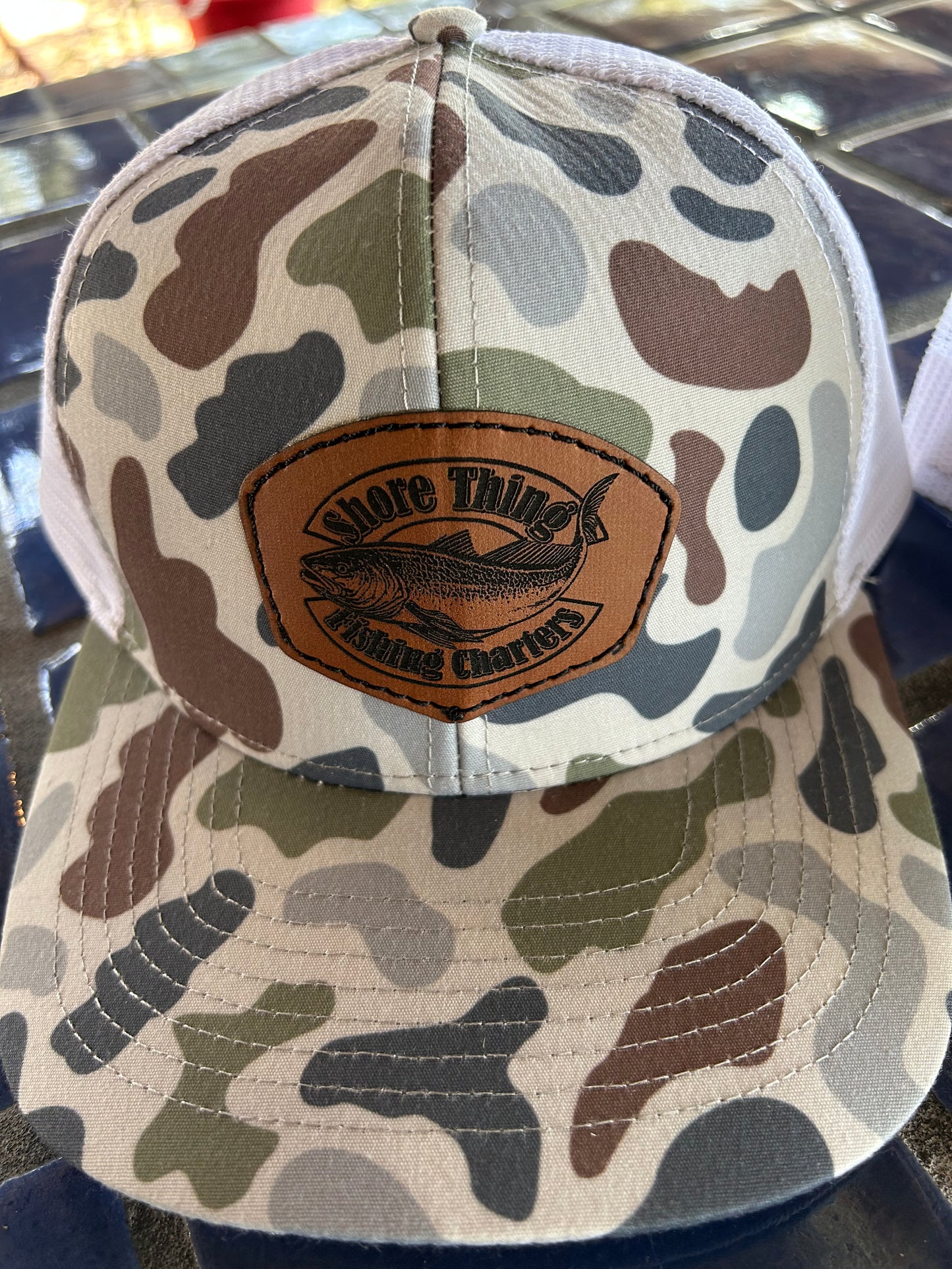 STC Old School Camo Hat Leather Logo